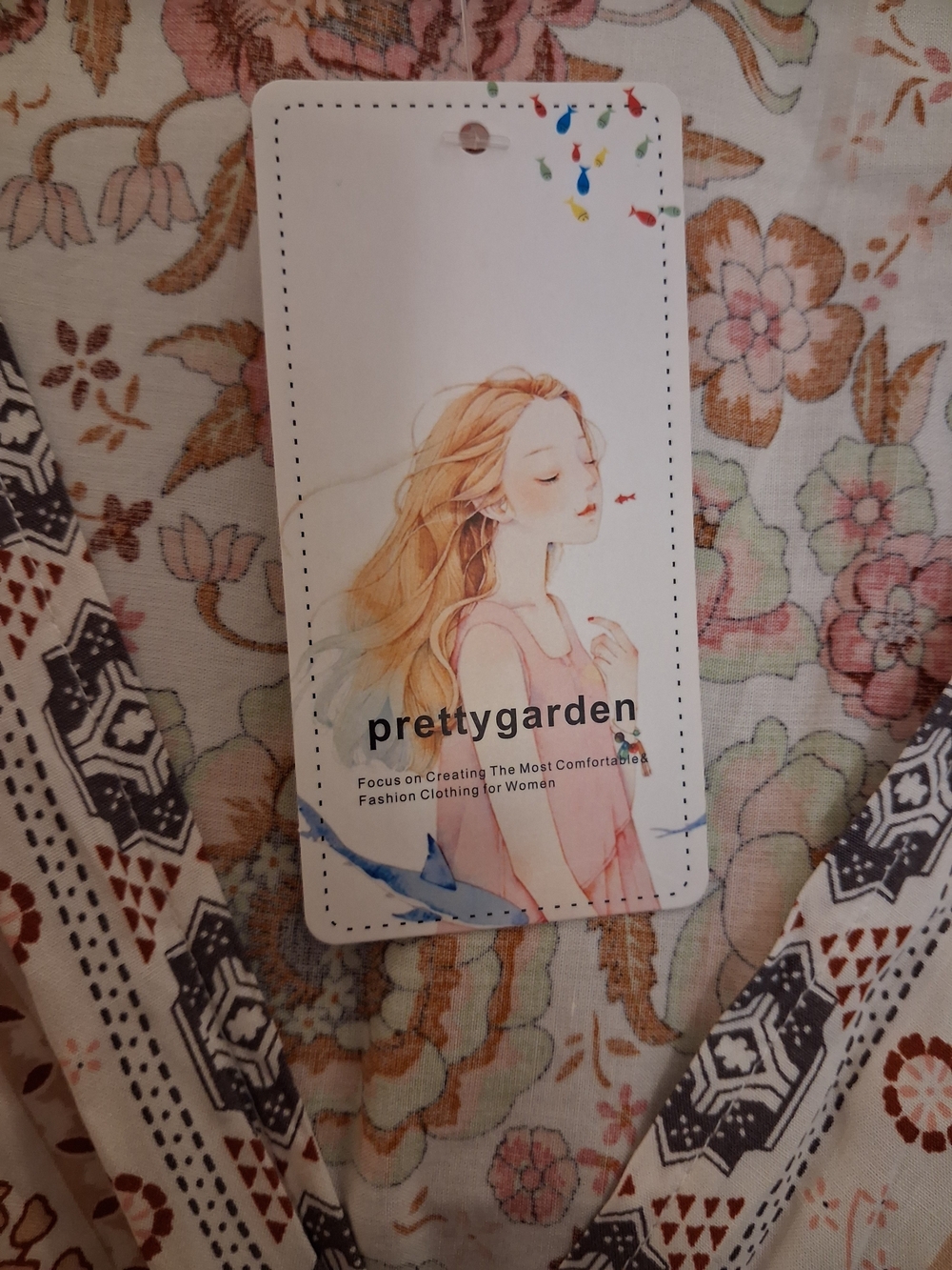 PrettyGarden Floral Maxi Dress in Cream and Pink - Picture 5 of 5